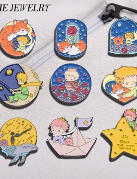 Boy and Fox Rose Enamel Pins Custom Moon Star Whale Paper Boat Cartoon Brooch Lapel Badge Cute Jewelry Gift for Kids Friends - Aliexpress - FashionsVida