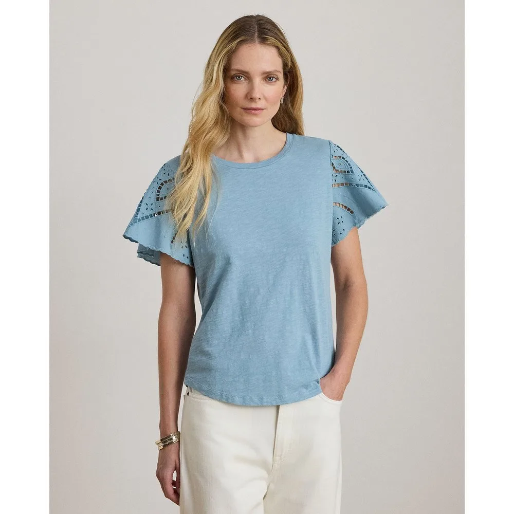 Camiseta de mujer de manga corta con ribete - Lauren Ralph Lauren - FashionsVida