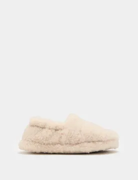 Kids' Borg Elastic Back Slippers (4 Small - 2 Large) Natural Female - M&S - FashionsVida