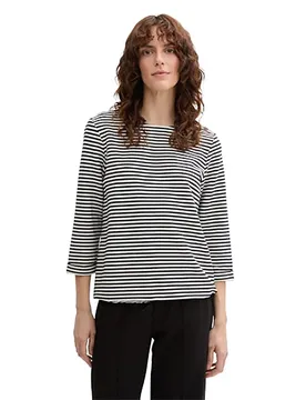 Maglietta A Maniche 3/ Structured Offwhite Navy Regular Stripe 2XL