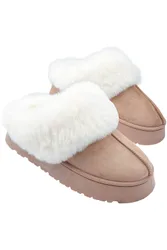 Women's Slipper Boots in Beige Size: 7 - Beige - Size: 7