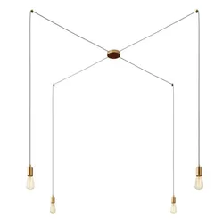 Cables Suspension Luminaire Spider 4 Falls With Light Bulb Satin Brass One Size