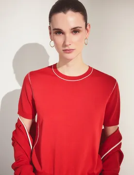 Jersey de mujer con manga corta y vivo - Woman El Corte Inglés - FashionsVida