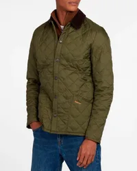 Liddesdale verde militare trapuntata a rombi con colletto camicia in velluto