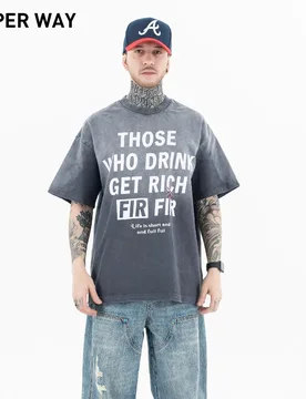 SUPERWAY Original Design Vintage Washed T-Shirt Men Graffiti Letter Printed Hip Hop Streetwear Cotton American Style Retro Tops - Aliexpress - FashionsVida