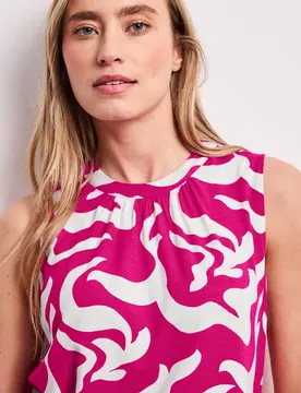 Top mit Rundhals und Grafikprint female Pink