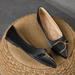 Par de zapatos planos de punta puntiaguda para mujer, mocasines versátiles para ir al trabajo, zapatos planos de estilo hada con suela blanda y vamp