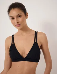Dina Crinkle Triangle Bikini Top Black female