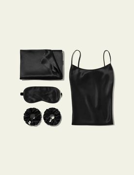 Coffret Cadeau Soie XS: Chemise de Nuit, Taie d'Oreiller 22 Momme, Masque & Chouchous