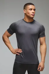 Herren Herren Active Leichtes Essentials Gym Regular Fit Raglan T-Shirt Charcoal Größe 5XL