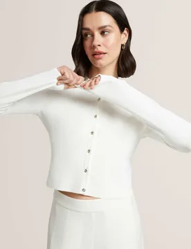 Cropped Crew Neck Cardigan Ivory female - Ted baker - FashionsVida