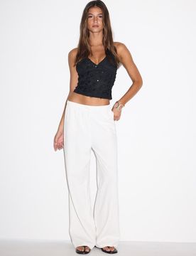 Besticktes Neckholder-Top mit Glitzer Schwarz L