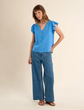 Top de mujer de manga corta con volantes - Molly Bracken - FashionsVida