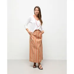 Falda de mujer nicoletta coral rayas