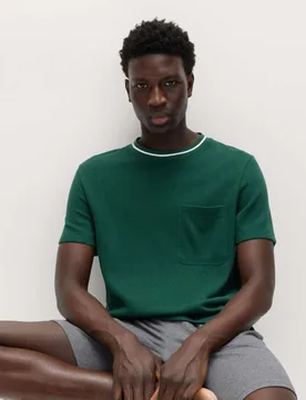 Cotton Rich Loungewear Top Green male - M&S - FashionsVida