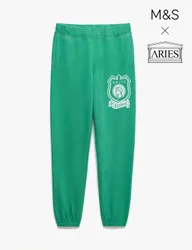 Pure Cotton Printed Joggers Green female