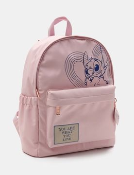 Zaino in nylon con tasca per laptop Stitch - rosa cipria