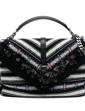 Large Chevron Berber Monogram College Satchel - Saint Laurent - FashionsVida