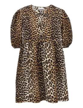 Ganni Abito in popeline leopardato