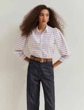 Camisa de algodón de mujer a rayas - Lion of Porches - FashionsVida