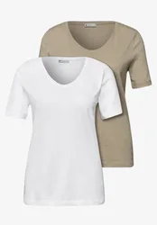 Basic T-Shirt mit Kurzarm im 2er-Pack female Multicolour Weiß Beige