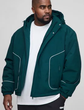 Herren Plus Regular Fit Parka aus Nylon mit Wattierung und Paspeldetails Forest Größe 2XL - boohooMAN - FashionsVida