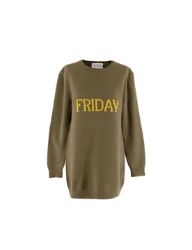 Khaki wool Friday intarsia sweater - Alberta Ferretti - FashionsVida