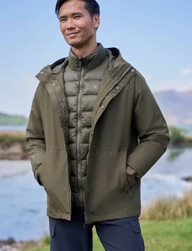 Alaskan Mens 3-in-1 Waterproof Jacket - Green - Green - Size: XS - Mountain Warehouse - FashionsVida