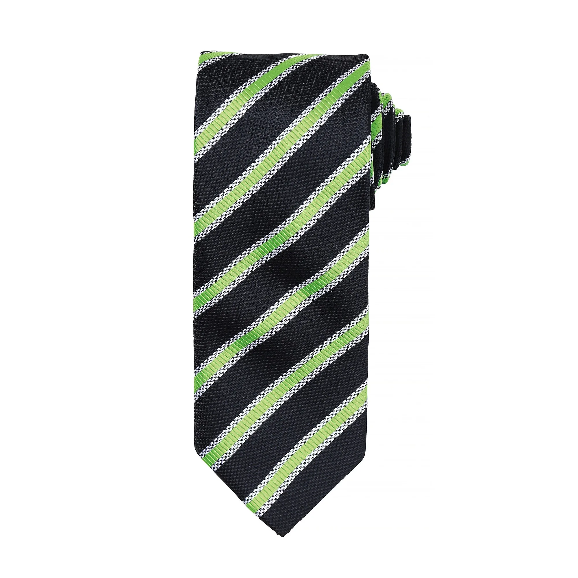 Mens Waffle Stripe Formal Business Tie (Black/lime) - One Size - Premier - FashionsVida