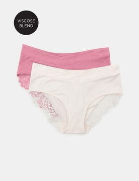 Slip hipster a vita alta in viscosa 2 pezzi - multicolor