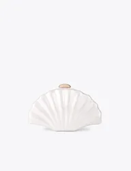 Chain Strap Seashell Clutch Bag Beige female