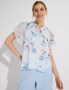 Printed Crinkle Chiffon Blouse female