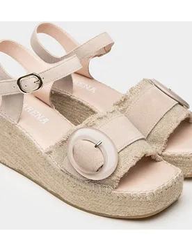 Alpargatas de esparto con cuña en lino - Macarena - FashionsVida