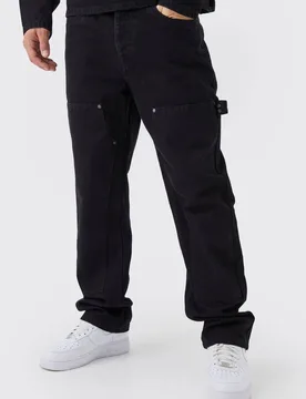 Herren Gerade geschnittene Zimmermann Schwarze Jeans Hosen True Black Größe 36R - boohooMAN - FashionsVida