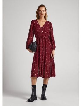 Para mujer. PL953359 Vestido Gio (L), Casual, Viscosa, Manga larga, Sostenible