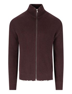 Maglia zip a coste