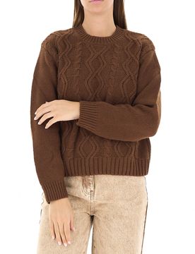 Maglione a trecce MARRONE S