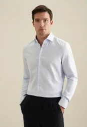 Slim Business Hemd Struktur Blau 45