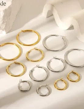 Stainless Steel Big Round Plain Hoop Earrings for Women Exaggerated Simple Large Earrings Colorfast High-End Luxury Jewelry Gift - Aliexpress - FashionsVida