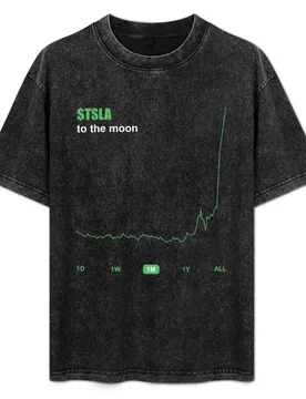 Tsla to the moon 2 T-Shirt Vintage Print Crew Neck Tee - Aliexpress - FashionsVida