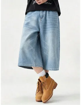 Pantalones cortos vaqueros holgados retro con bolsillos para hombre, casuales para uso diario - Shein - FashionsVida
