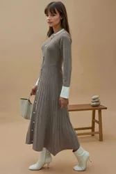 Womens Textured Knit Maxi Dress - Brown