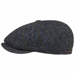 Hatteras Herringbone Stripe Flat Cap by - navy - Herren - Size: M (56-57 cm)