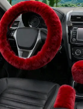 Juego de 3 piezas de funda de volante de coche de peluche de conejo, funda de volante de invierno esponjosa, protector elástico de volante de coche, - Shein - FashionsVida