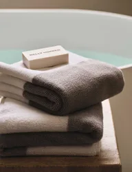 Turkish Cotton Central Band Towel Grey Mix