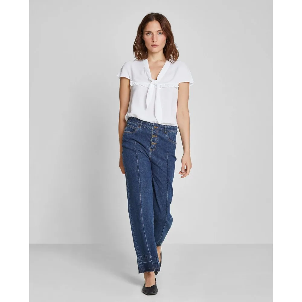 Blusa de mujer de manga corta con lazo frontal - Trucco - FashionsVida