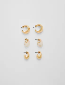Set mit 3 Mini-Volumen-Ohrringen Goldfarben OS - Stradivarius - FashionsVida