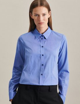 Hemdbluse mit Abnähern regular fit Blau 36
