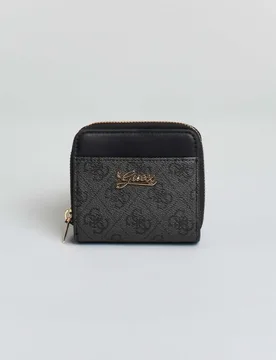 Portafoglio nero in ecopelle logato con portacarte e portamonete - Guess - FashionsVida