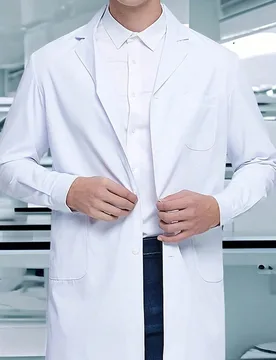 Bata de laboratorio/uniforme médico de manga larga para hombres con cuello y múltiples bolsillos, ropa de trabajo casual - Shein - FashionsVida